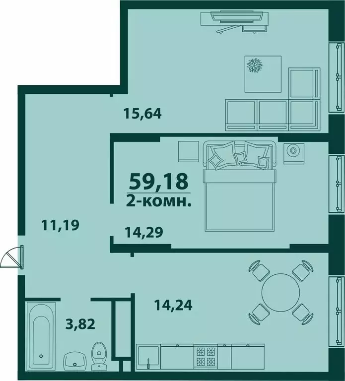 2-комнатная квартира: Ульяновск, 19-й микрорайон, жилой комплекс ... - Фото 1