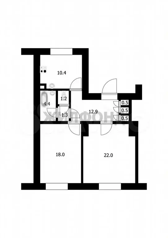 2-к. квартира, 72 м, 2/5 эт. - Фото 0