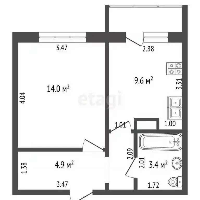 1-к кв. Мордовия, Саранск ул. Косарева, 81 (33.6 м) - Фото 1