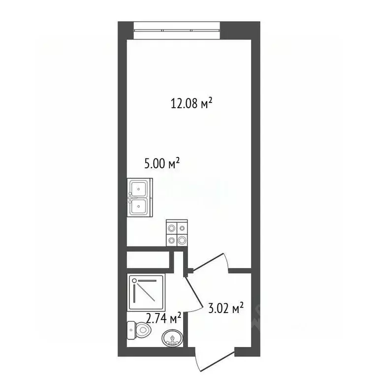 Студия Санкт-Петербург наб. Миклухо-Маклая, 3к1 (22.8 м) - Фото 1