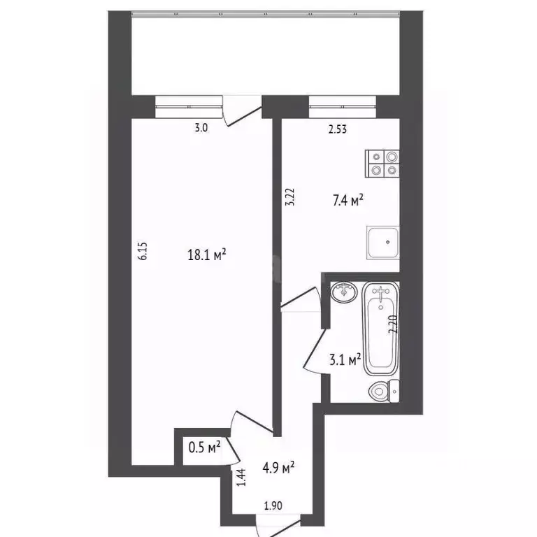 1-к кв. Архангельская область, Архангельск ул. Тимме, 20к2 (33.0 м) - Фото 1