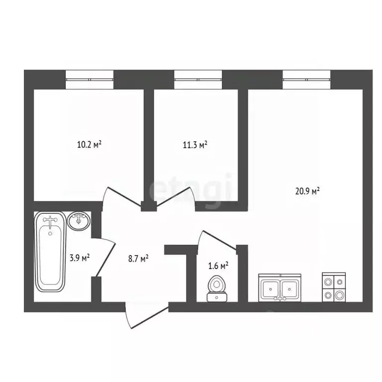 2-к кв. Московская область, Котельники Парковый мкр, 1к2 (56.5 м) - Фото 2