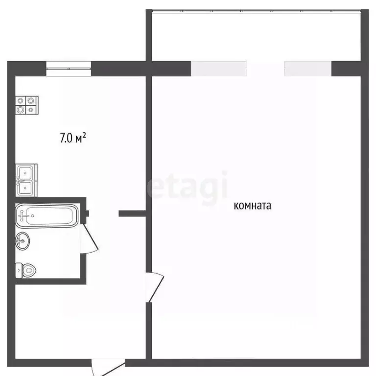 1-к кв. Тюменская область, Тюмень ул. Воровского, 25 (30.9 м) - Фото 1