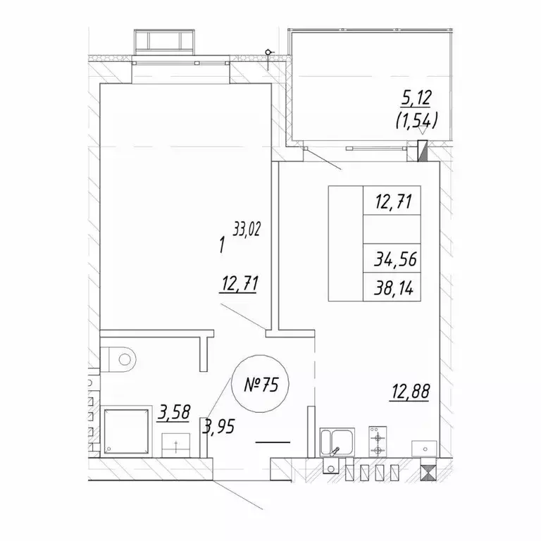 1-к кв. Калининградская область, Зеленоградск  (34.56 м) - Фото 2