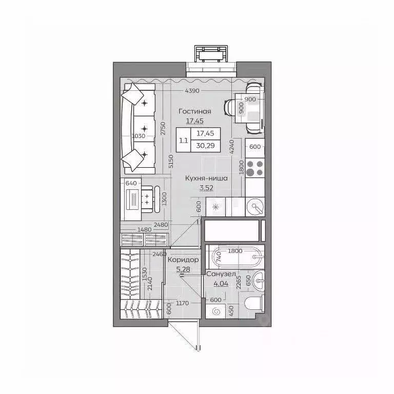 Студия Татарстан, Казань ул. Братьев Батталовых, 20/1 (30.29 м) - Фото 1