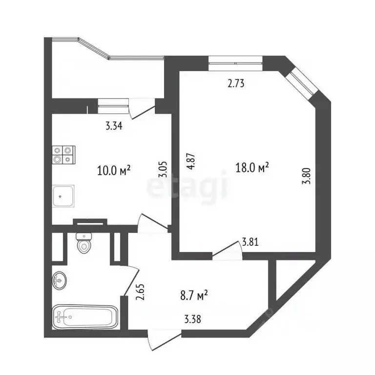 1-к кв. Ханты-Мансийский АО, Сургут ул. Восход, 21 (41.0 м) - Фото 1