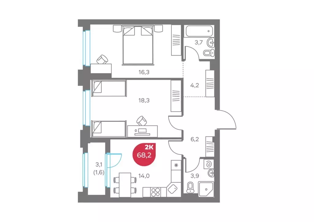 2-комнатная квартира: Пермь, Советская улица, 16А (68.2 м) - Фото 1