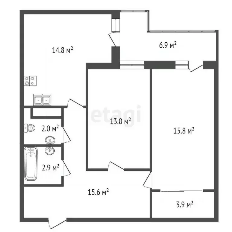 2-к кв. Санкт-Петербург ул. Репищева, 10к1 (68.0 м) - Фото 1