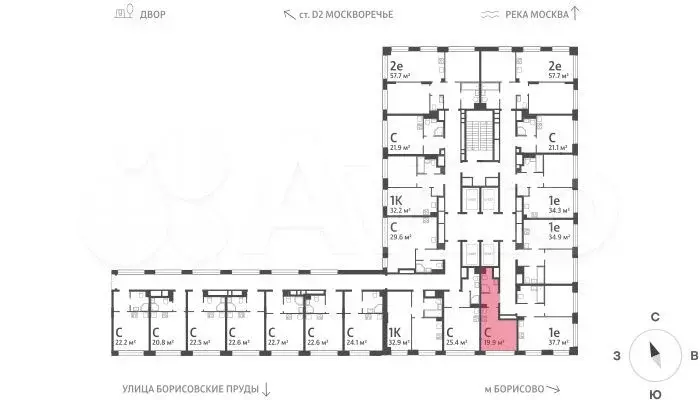 Квартира-студия, 19,9 м, 2/30 эт. - Фото 1