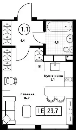 Студия Московская область, Пушкино Пушкино Град жилой комплекс, к2 ... - Фото 0