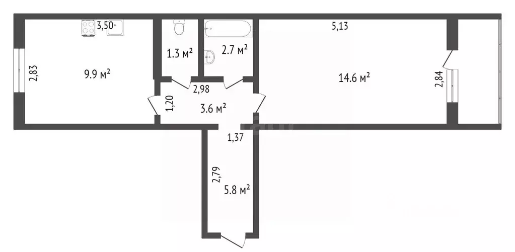 1-к кв. Тюменская область, Тюмень ул. Казачьи луга, 4к2 (35.9 м) - Фото 2