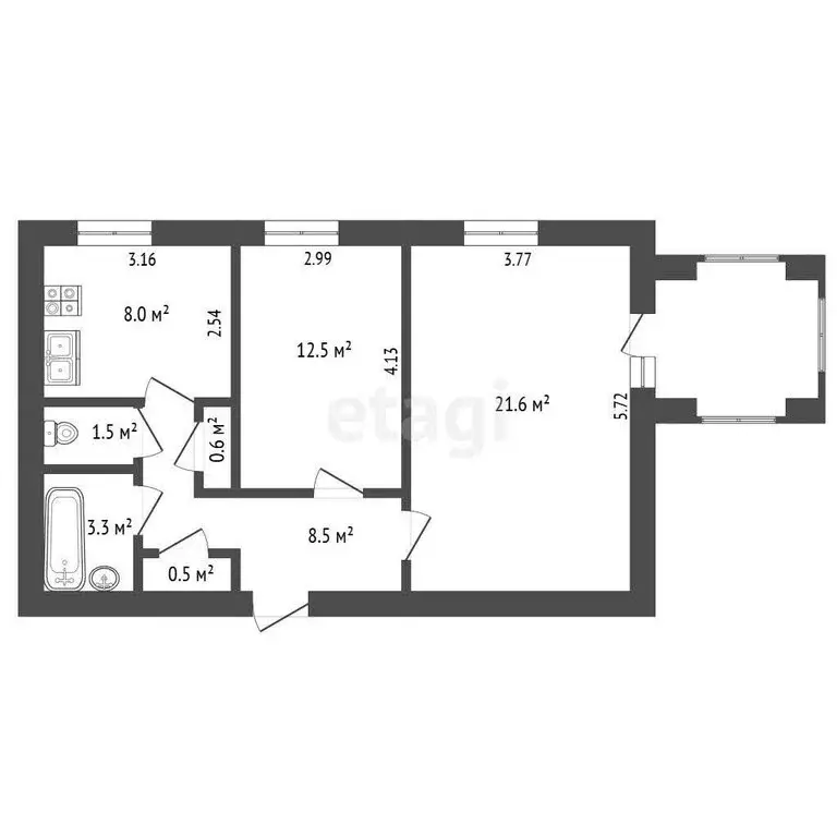 2-комнатная квартира: Севастополь, улица Надеждинцев, 5 (58.7 м) - Фото 1
