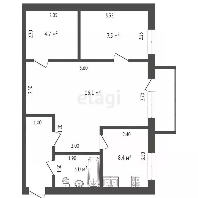 2-к кв. Тюменская область, Тюмень ул. Мельникайте, 94 (43.0 м) - Фото 1