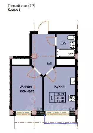 1-к кв. Ставропольский край, Ессентуки  (33.28 м) - Фото 1
