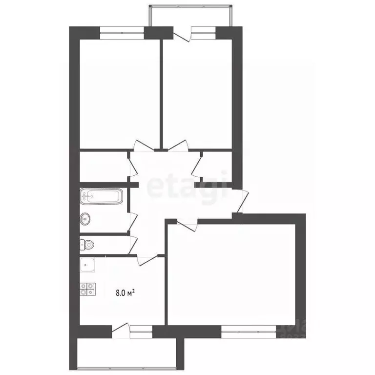 3-к кв. Башкортостан, Бирск ул. Мира, 148А (80.9 м) - Фото 2