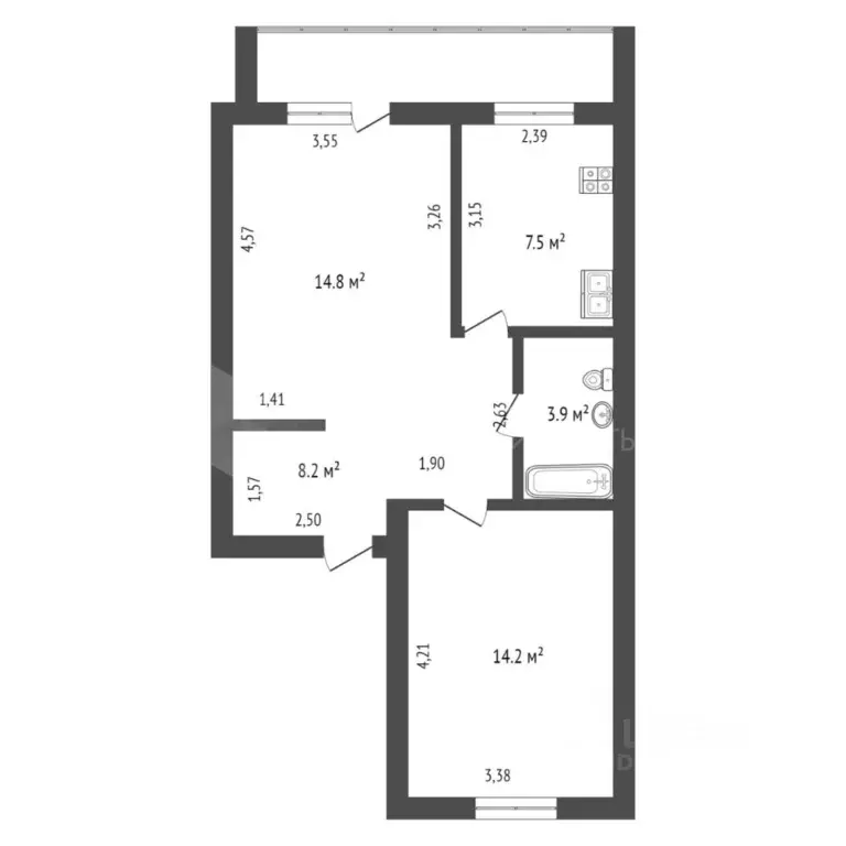 2-к кв. Тюменская область, Тюмень ул. Мамина-Сибиряка, 20 (48.6 м) - Фото 1