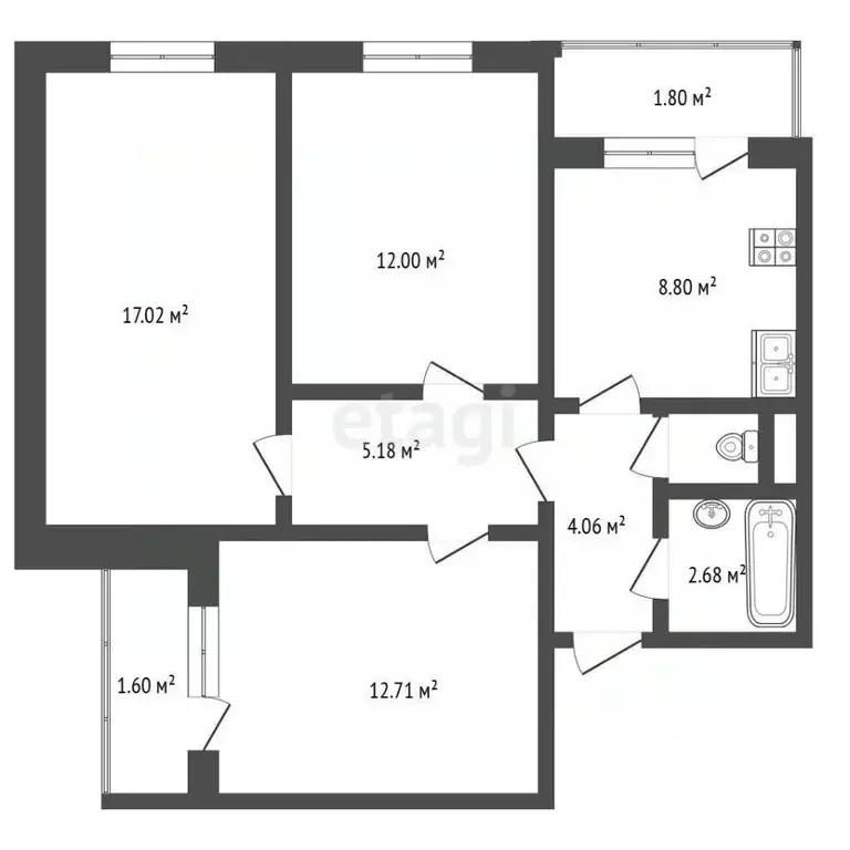 3-к кв. Белгородская область, Белгород ул. Челюскинцев, 56 (63.2 м) - Фото 1