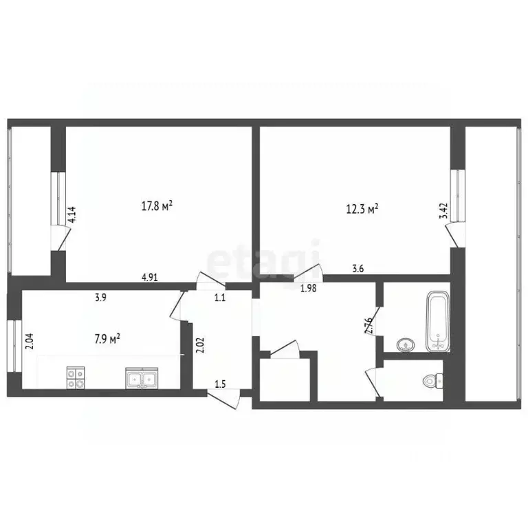 2-к кв. Крым, Бахчисарай ул. Советская, 12 (50.1 м) - Фото 2