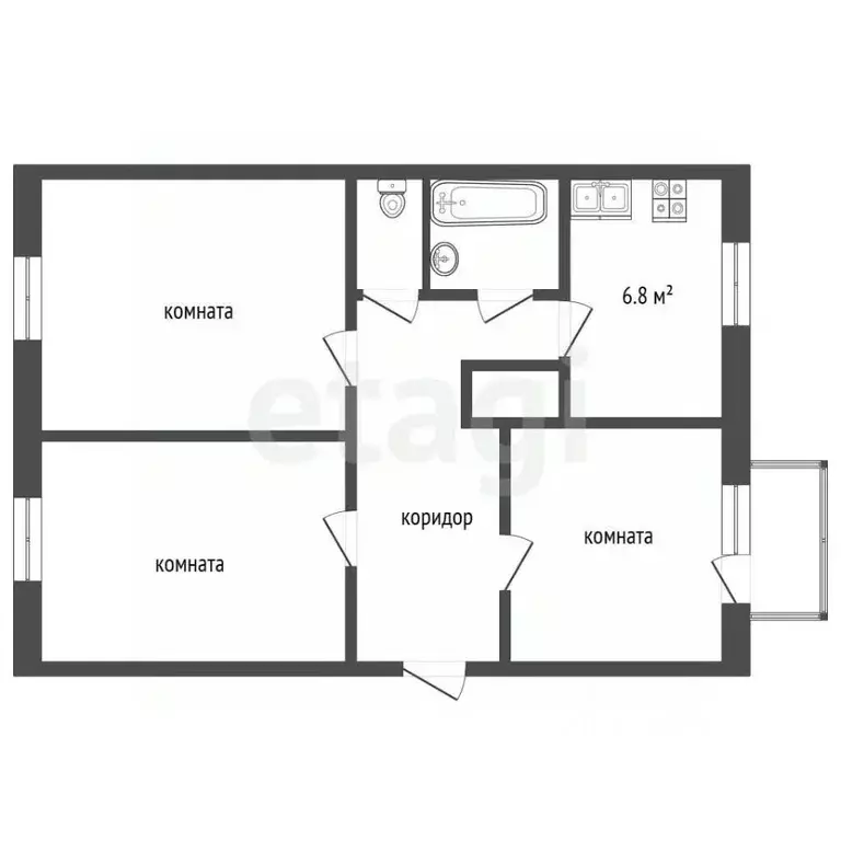 3-к кв. Забайкальский край, Чита ул. Боровая, 6 (61.2 м) - Фото 2