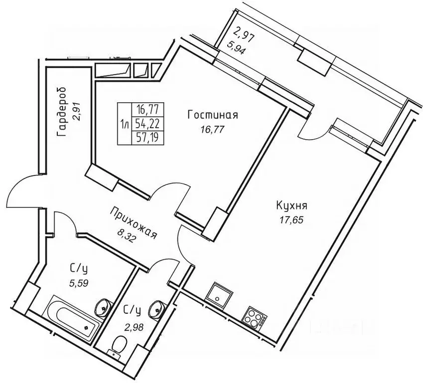 2-к кв. Саха (Якутия), Якутск 11-й кв-л,  (57.19 м) - Фото 0