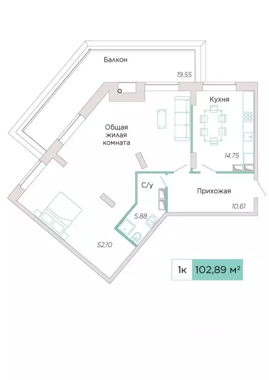 1-к кв. Самарская область, Тольятти Спортивная ул., 21 (102.89 м) - Фото 0