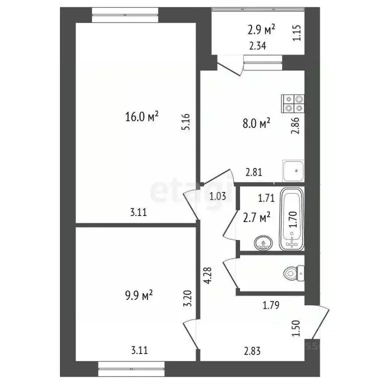 2-к кв. Самарская область, Волжский район, Лопатино с/пос, пос. ... - Фото 2