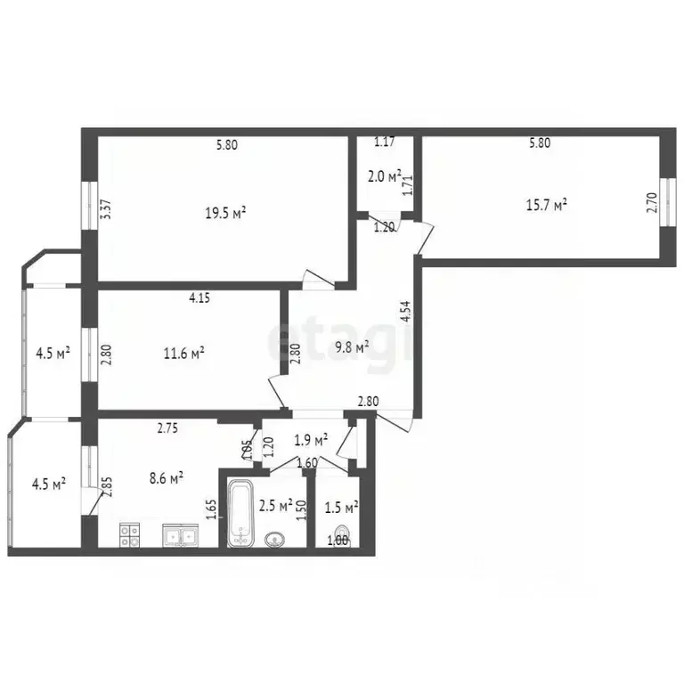 3-к кв. Саха (Якутия), Якутск Птицефабрика мкр, 11 (73.5 м) - Фото 1