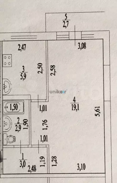 1-к. квартира, 31 м, 5/5 эт. - Фото 0