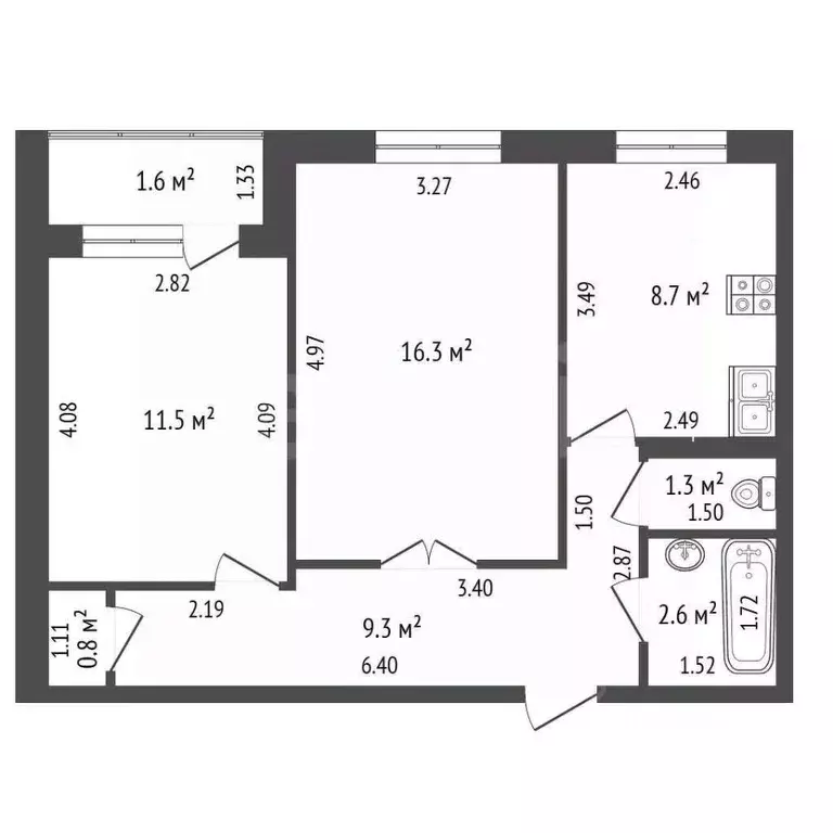 2-к кв. Башкортостан, Стерлитамак ул. Артема, 35 (52.0 м) - Фото 2