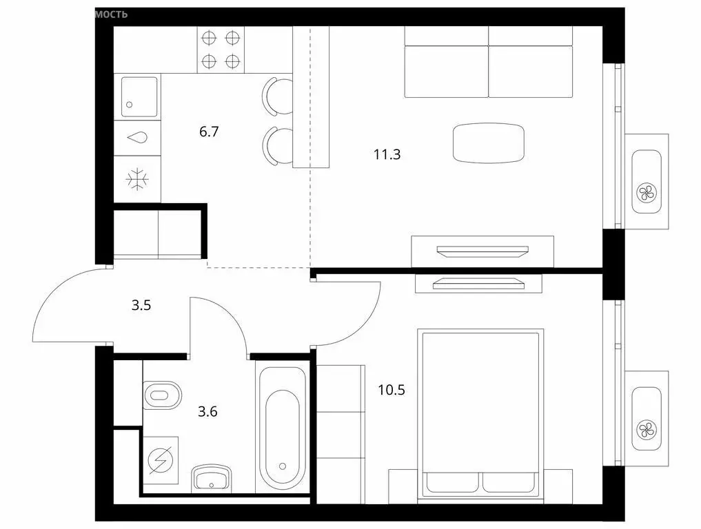 1-комнатная квартира: Санкт-Петербург, жилой комплекс Витебский Парк ... - Фото 1