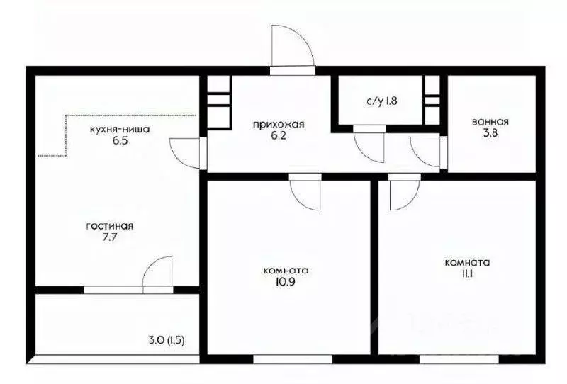 2-к кв. Краснодарский край, Краснодар ул. Имени Героя Ростовского, 8к2 ... - Фото 2