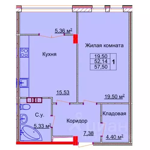 1-к кв. Ивановская область, Иваново Лежневская ул., 98 (57.5 м) - Фото 0