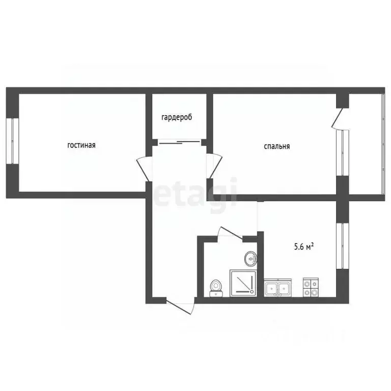 2-к кв. Тамбовская область, Рассказово ул. Поселок Меховой фабрики, 27 ... - Фото 2