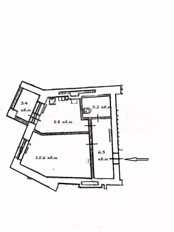 1-к. квартира, 37,3 м, 4/6 эт. - Фото 0