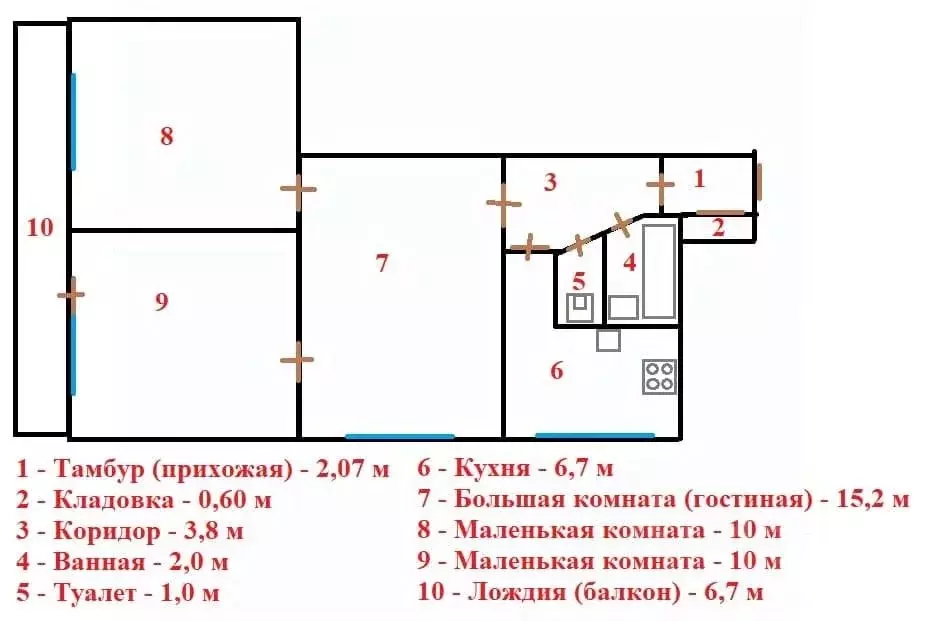 3-к кв. Санкт-Петербург ул. Шотмана, 6К1 (52.1 м) - Фото 2