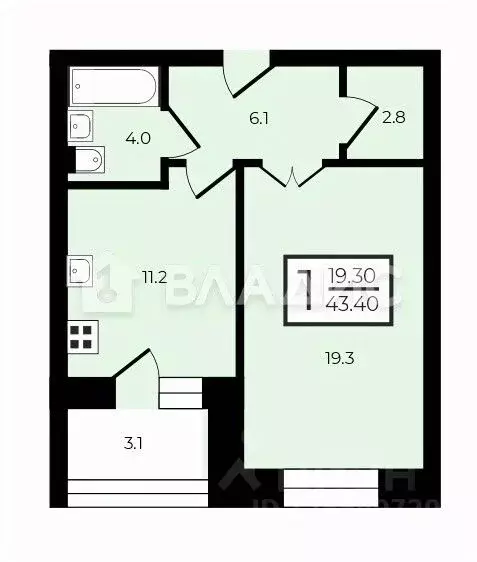 1-к кв. Владимирская область, Владимир ул. Тихонравова, 11 (44.5 м) - Фото 2