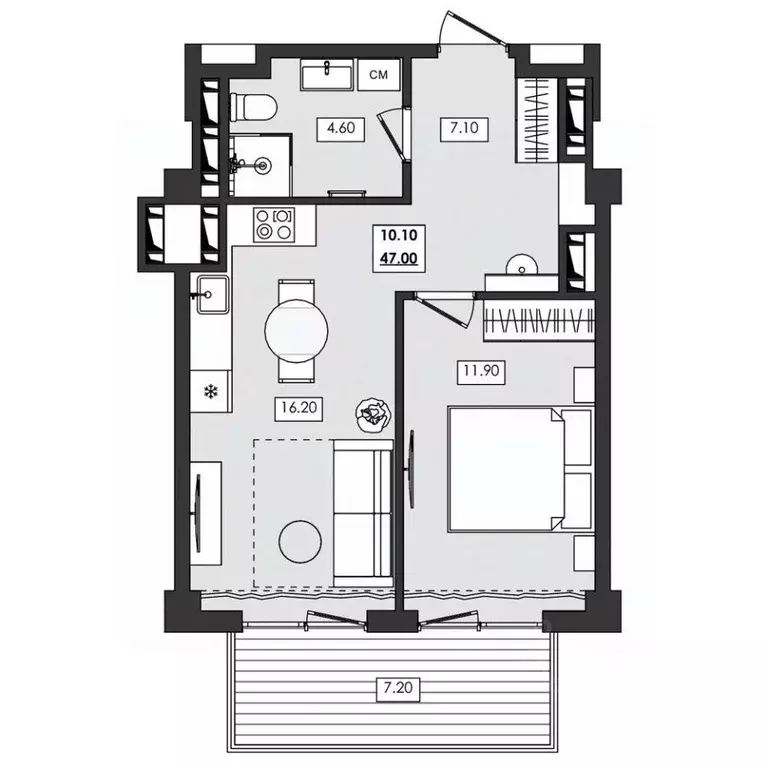 2-к кв. Крым, Алушта ул. Сергеева-Ценского, 4В (47.0 м) - Фото 1