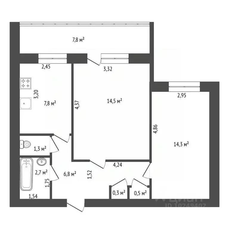 2-к кв. Башкортостан, Уфа ул. Кирова, 46 (56.0 м) - Фото 0