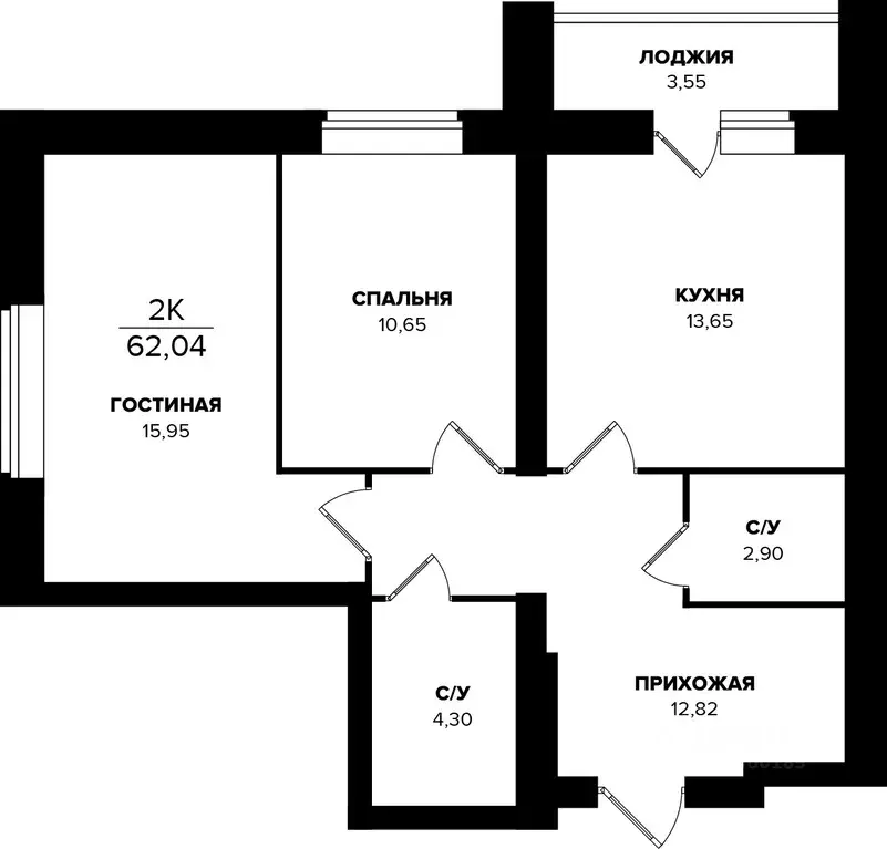 2-к кв. Мордовия, Саранск ул. Тани Бибиной, 13 (62.04 м) - Фото 1