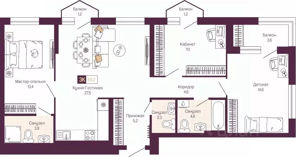 3-к кв. Нижегородская область, Нижний Новгород ул. Тургенева (89.8 м) - Фото 0