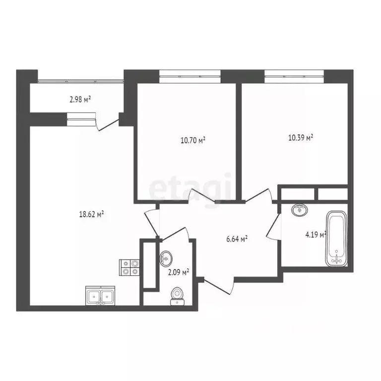 2-к кв. Тюменская область, Тюмень ул. Фармана Салманова, 23 (54.3 м) - Фото 1