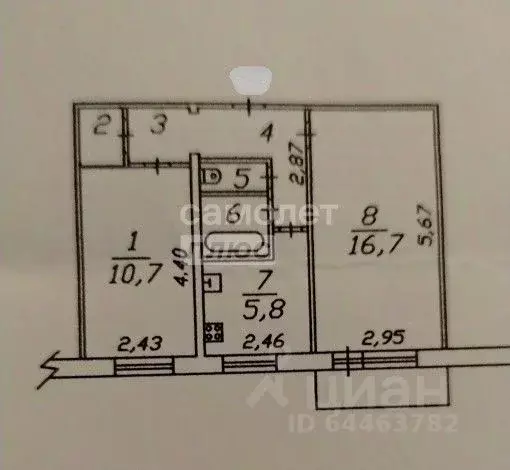 2-к кв. Вологодская область, Вологда Пролетарская ул., 61 (44.3 м) - Фото 1
