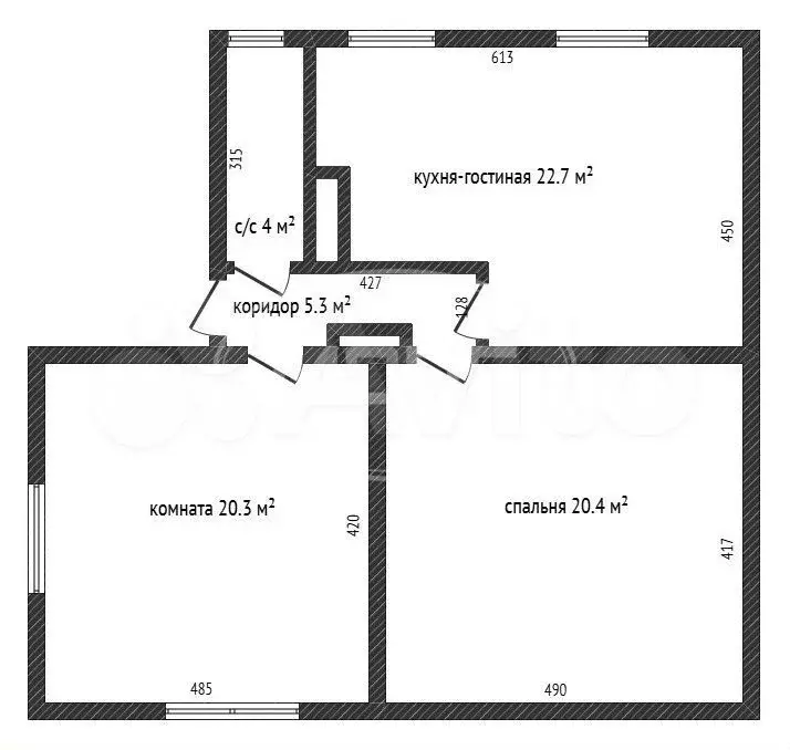 2-к. квартира, 72,7 м, 1/3 эт. - Фото 0