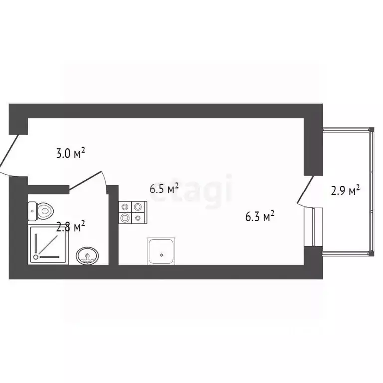 Студия Свердловская область, Екатеринбург ул. Пехотинцев, 2Г (21.5 м) - Фото 2