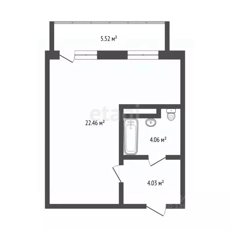 Студия Тюменская область, Тюмень Велижанская ул., 66 (31.2 м) - Фото 2