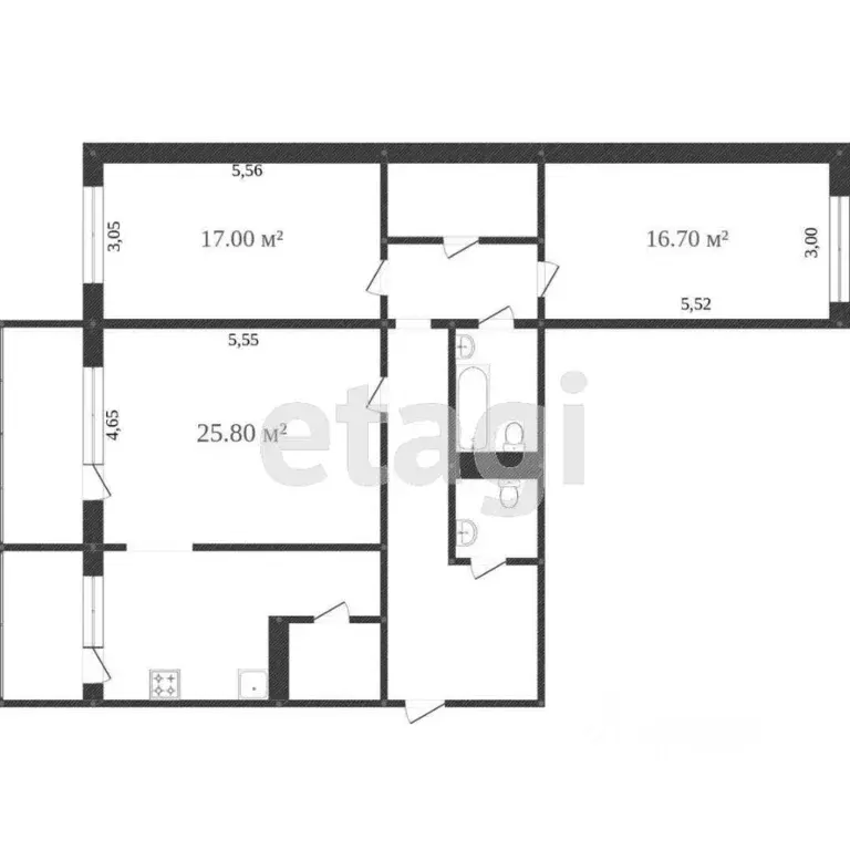 3-к кв. Ханты-Мансийский АО, Сургут Быстринская ул., 20/1 (106.4 м) - Фото 1