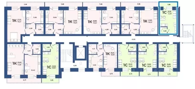 Студия Алтайский край, Барнаул Партизанская ул., 21А (22.0 м) - Фото 1