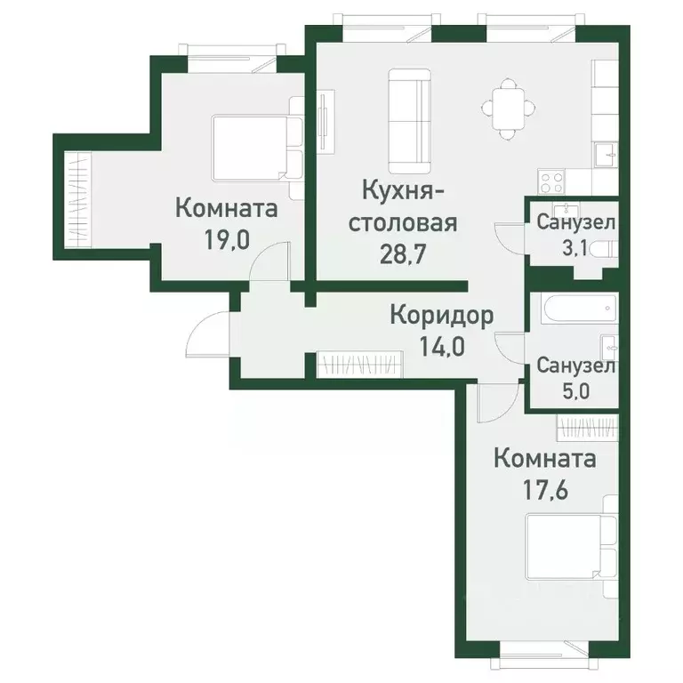 2-к кв. Челябинская область, Челябинский городской округ, пос. ... - Фото 0