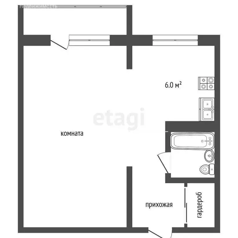Квартира-студия: Омск, Осоавиахимовская улица, 181к1 (33.1 м) - Фото 0