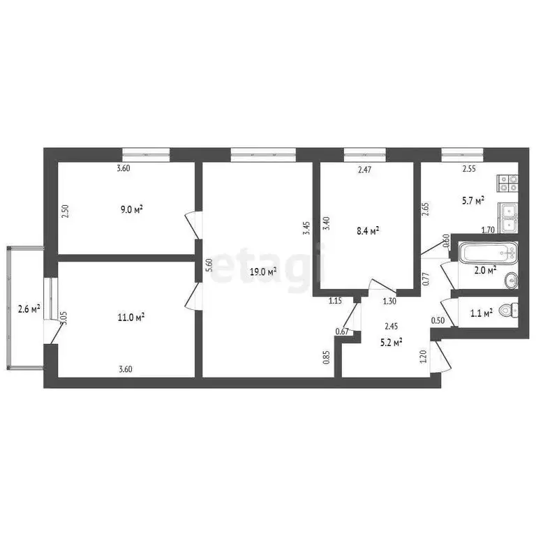 4-комнатная квартира: Стерлитамак, улица Ибрагимова, 18 (61.4 м) - Фото 0